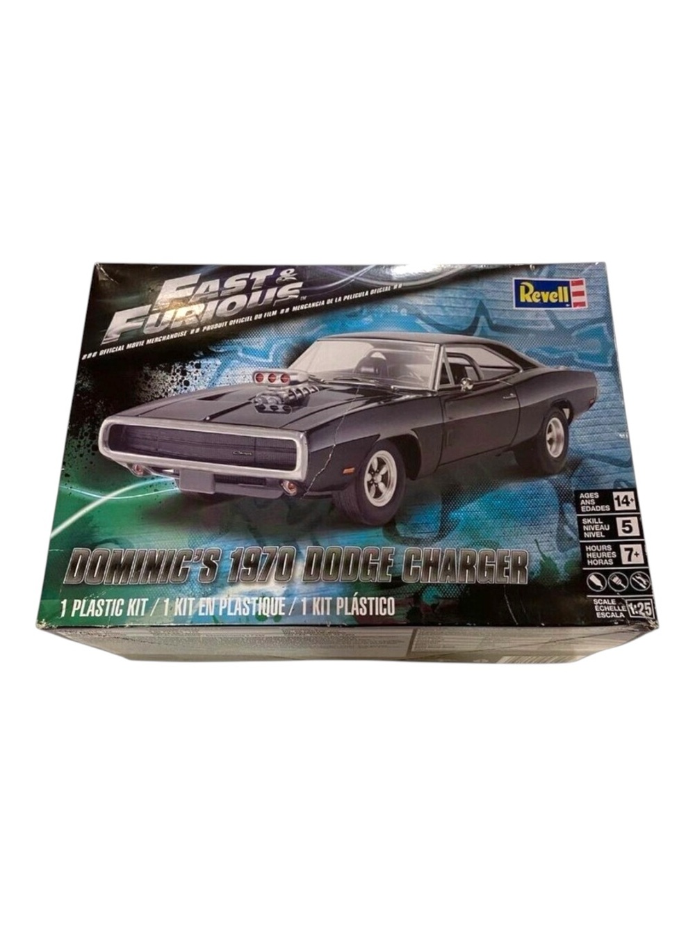 Dominics 1970 Dodge Charger Model Kit 1:25 Scale By Revell open box complete